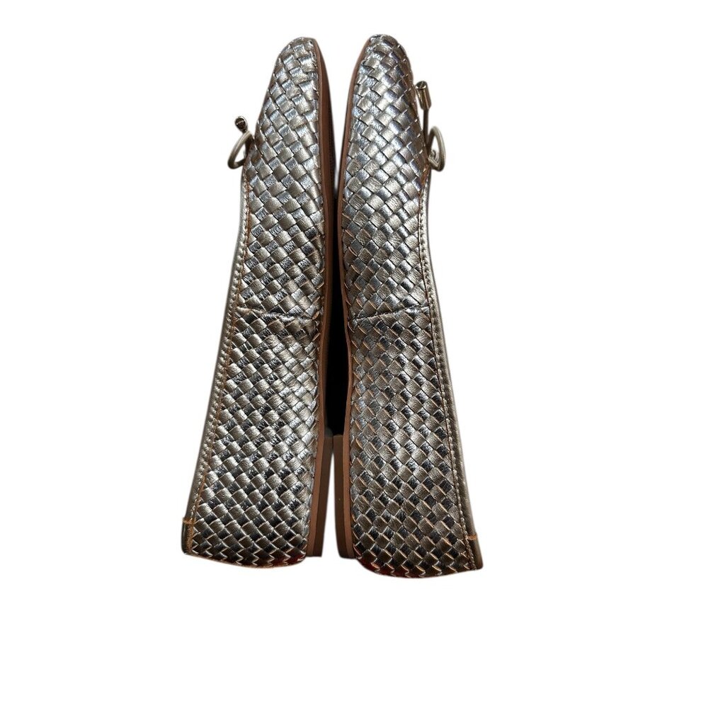 Dune London Metallic Woven Leather Ballet Flats 39 8.5 Gold Coquette Preppy Bow - Picture 3 of 10